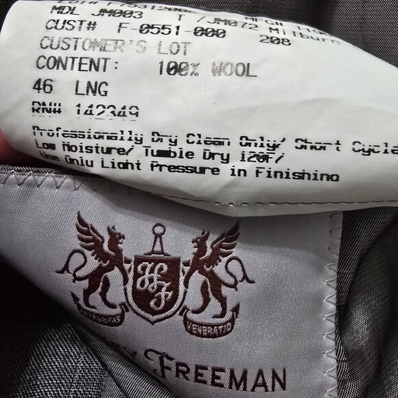 Hickey Freeman Vintage Milburn II Wool Windowpane Single Breasted Blazer Sz 46L - Picture 14 of 14